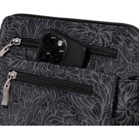 Women's Midnight Blossom Let's Escape Crossbody Bag phone pocket Imported Zipper - Picture 3 of 5